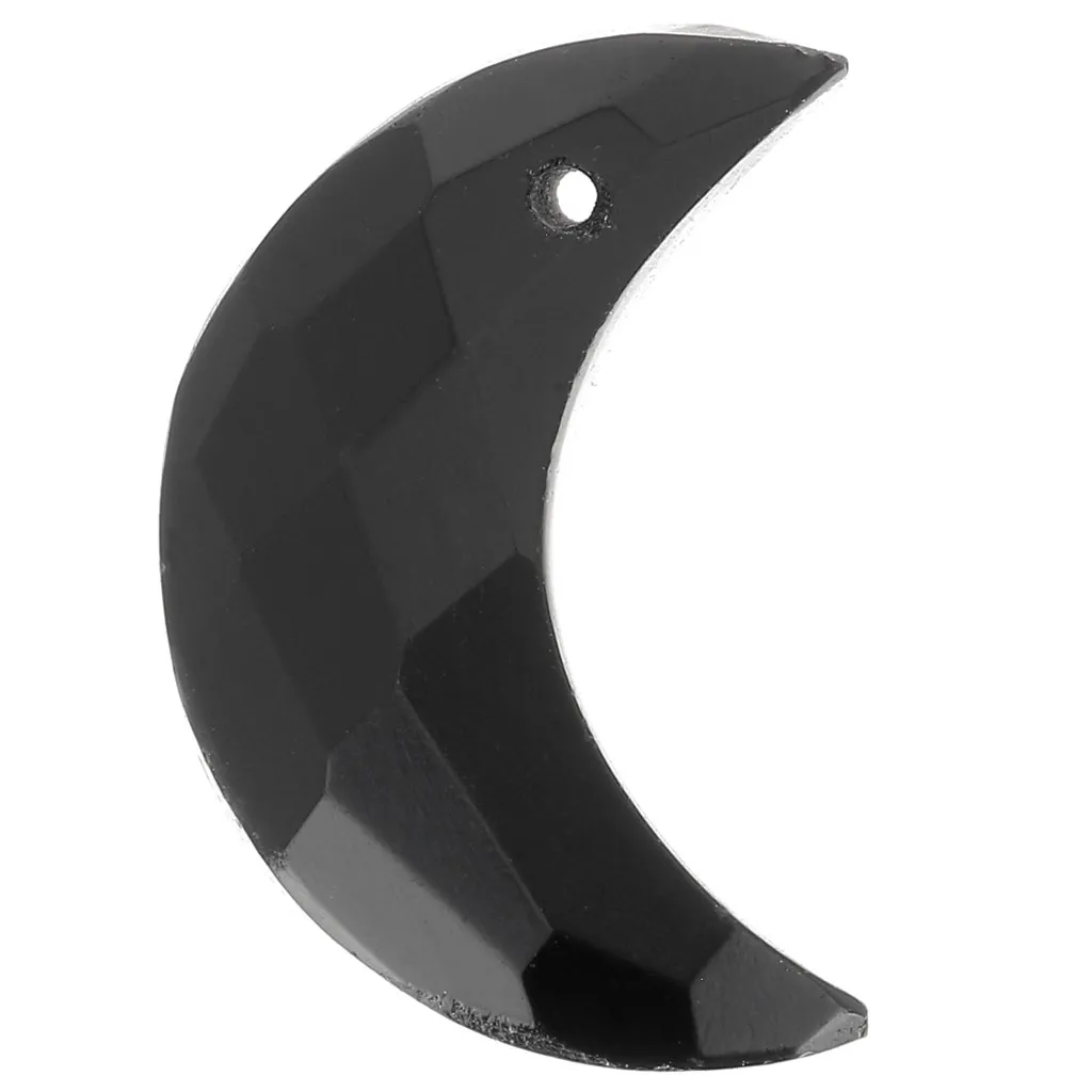 Pendente di pietra semipreziosa mezzaluna sfaccettata 18x12 mm - Onice nero x1