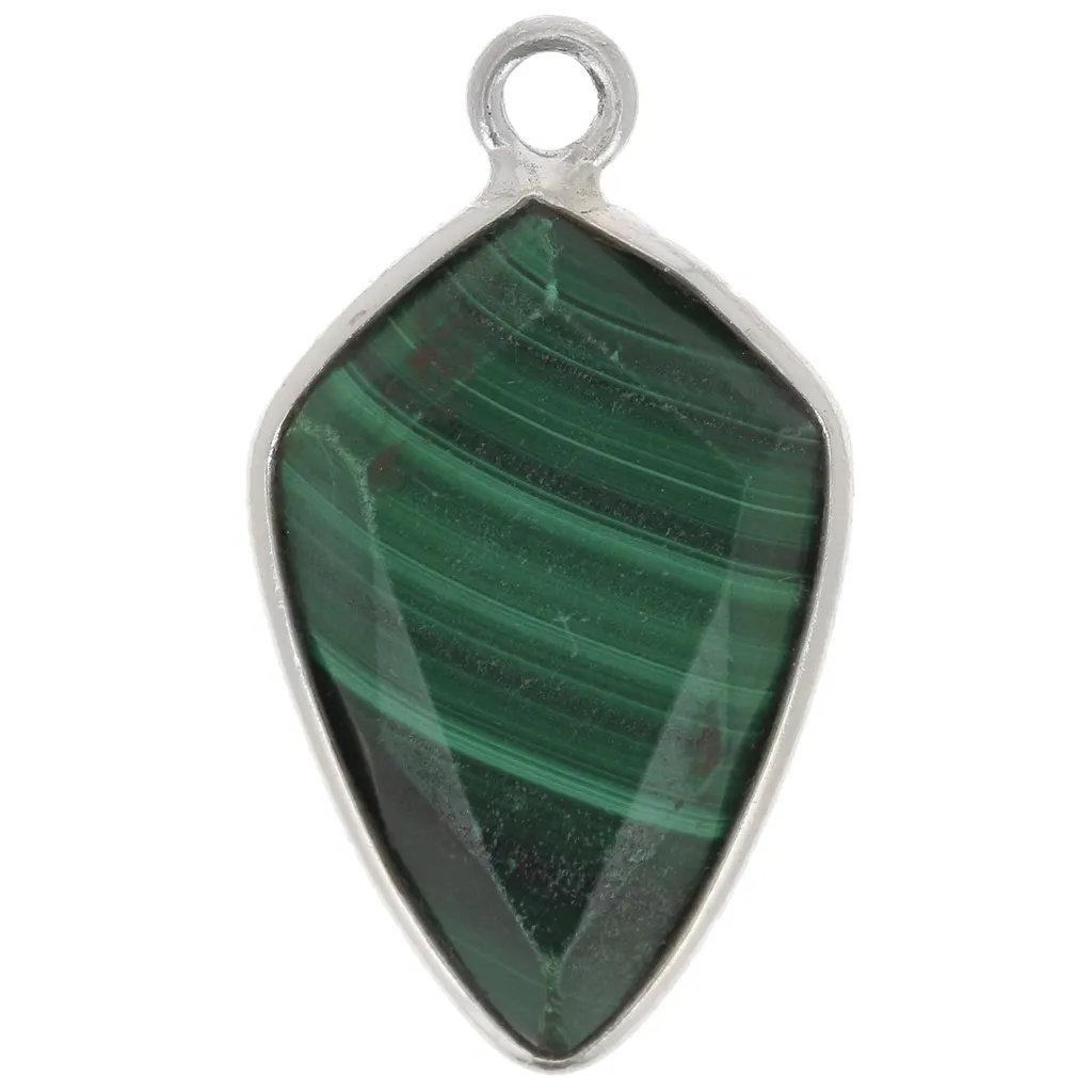 Pendente freccia sfaccettata 20x11 mm - Argento 925 - Malachite x1