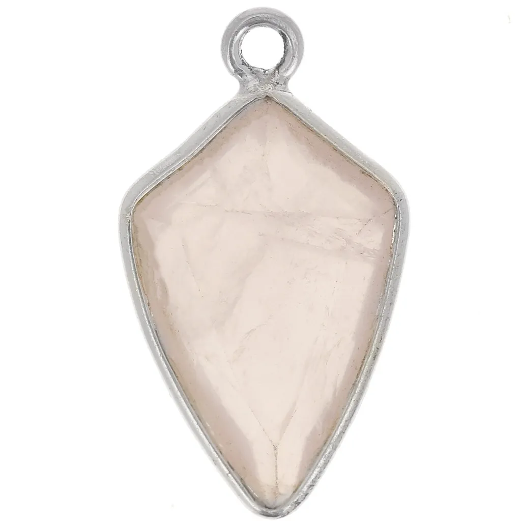 Pendente freccia sfaccettata 20x11 mm - Argento 925 - Quarzo rosa x1