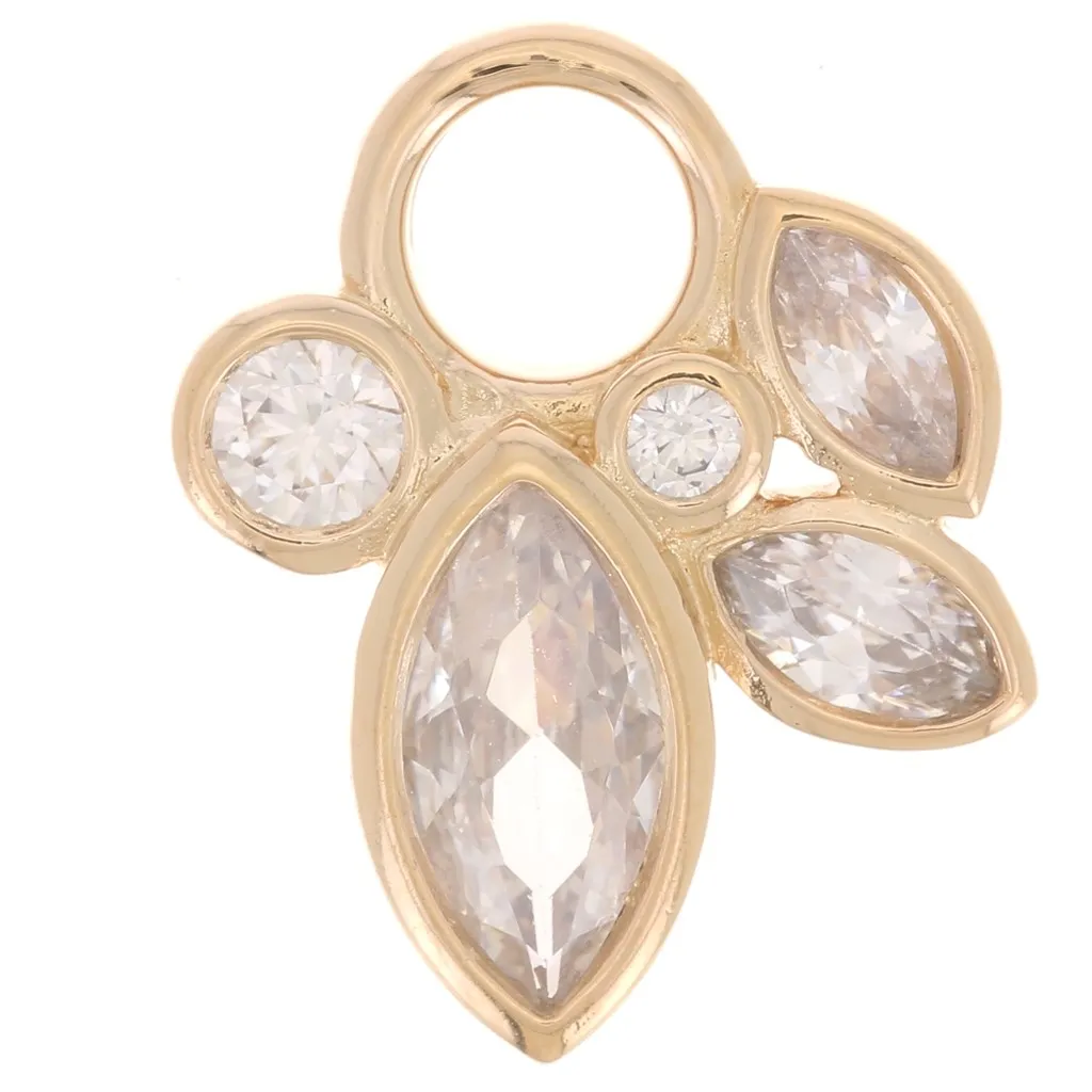 Pendente orchidea 13x10 mm con ossidi di zirconio - placcato oro 3 micron x1