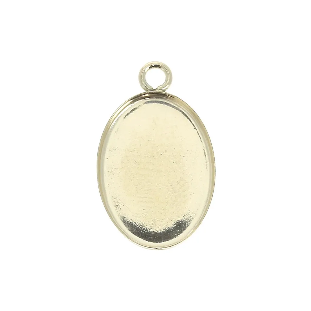 Pendente ovale per cabochon fondo piatto 14x10 mm - Gold filled x1