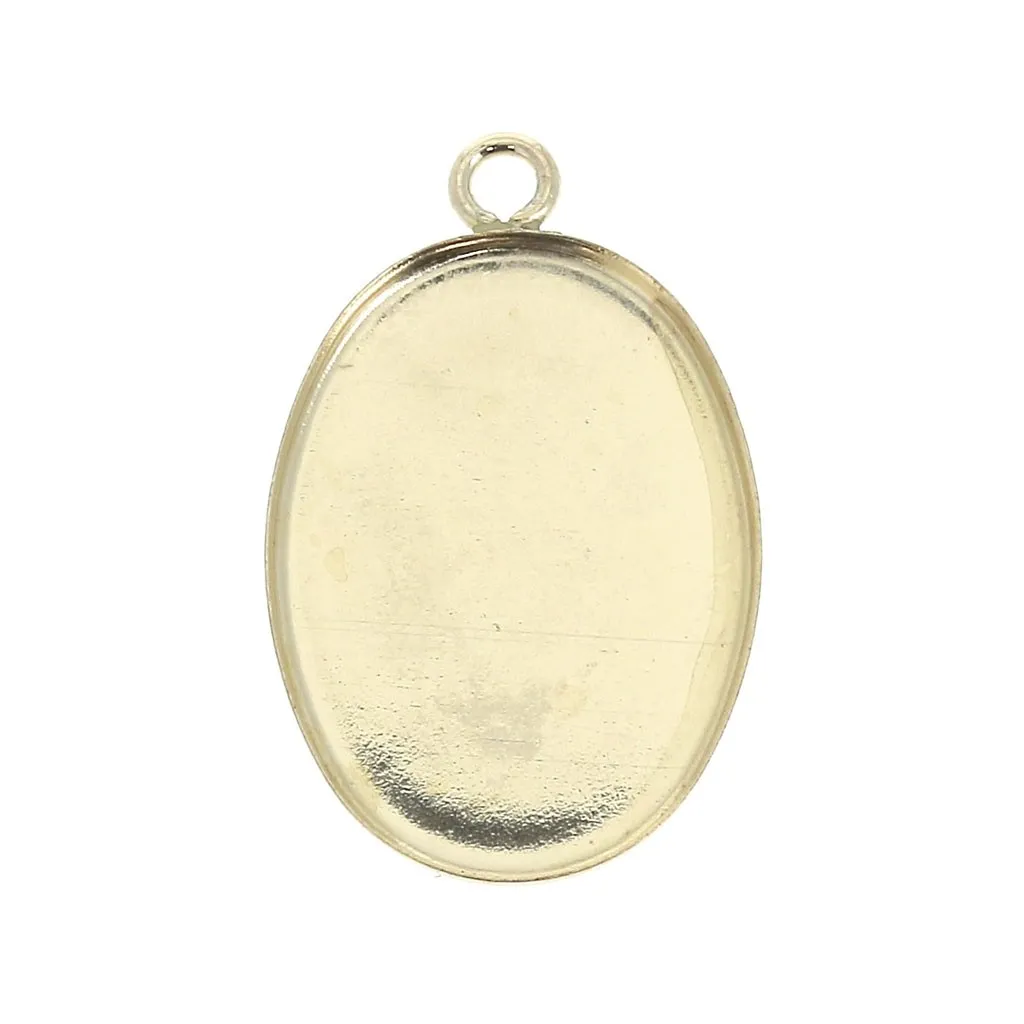Pendente ovale per cabochon fondo piatto 18x13 mm - Gold filled x1