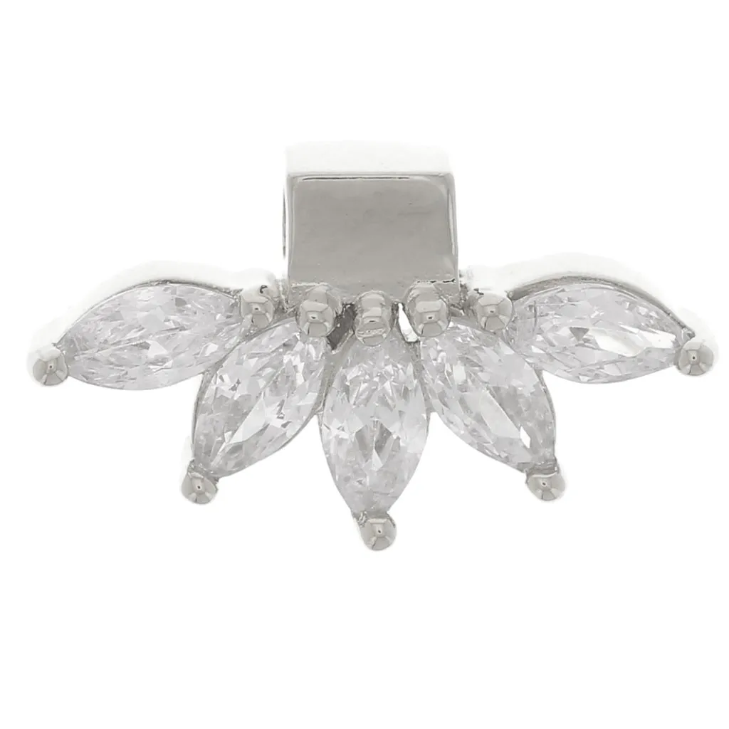 Pendente petalo 7,5x14 mm con ossidi di zirconio - Argento 925 - Cristallo x1