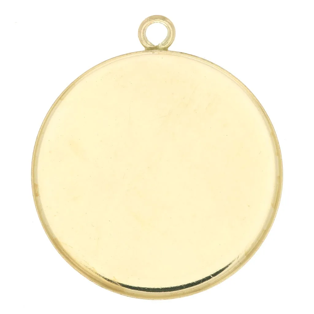 Pendente rotondo per cabochon fondo piatto 20 mm - Gold filled x1