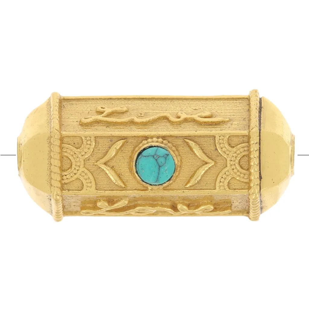 Perla cilindro escluso Perles and co- 25x12 mm dorato - Turchese