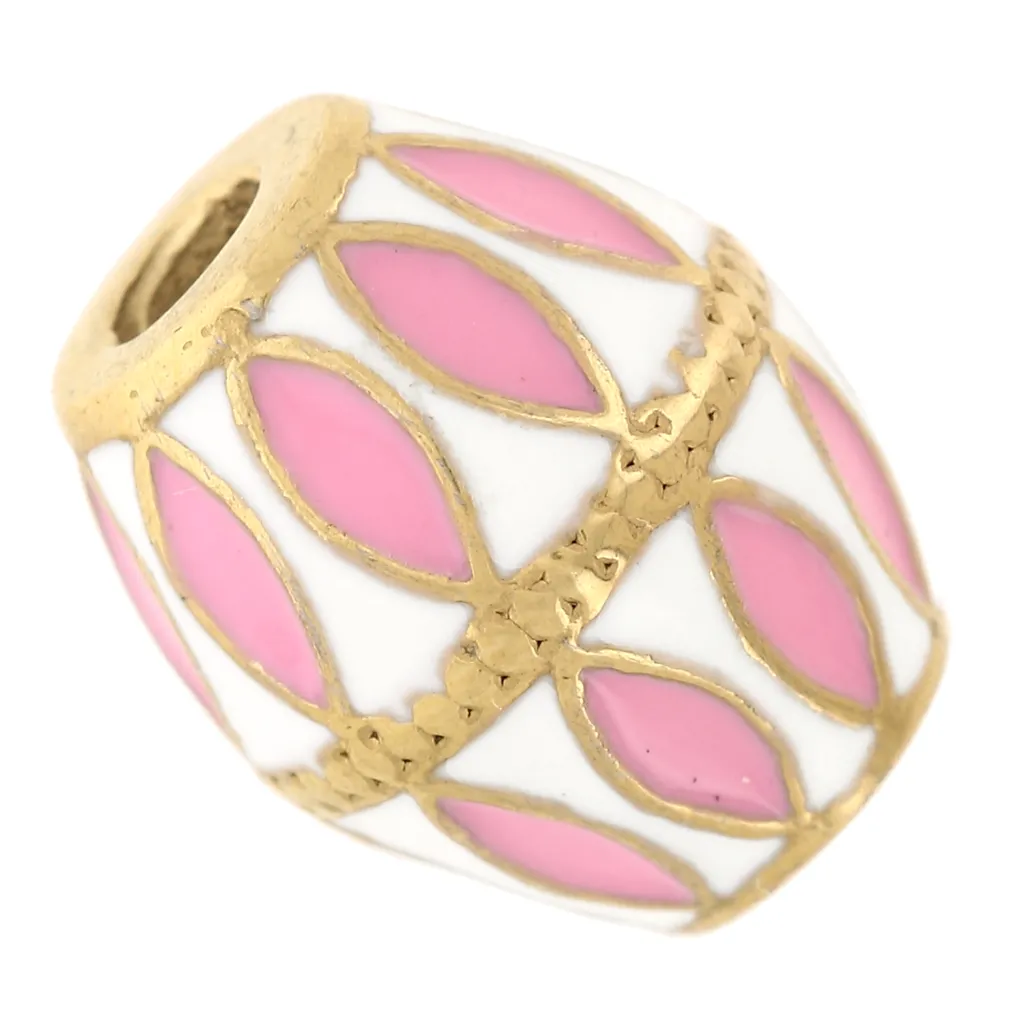 Perla diamantata 13,5x11 mm Resina epossidica - Acciaio inox 304L Dorato Bianco Rosa x1