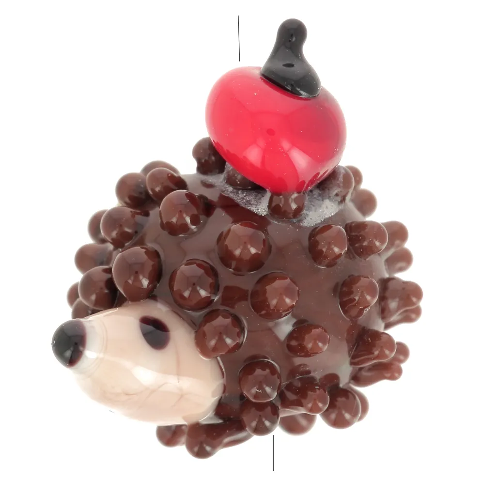 Perla riccio in vetro lavorato a mano 15x17 mm - Marrron x1