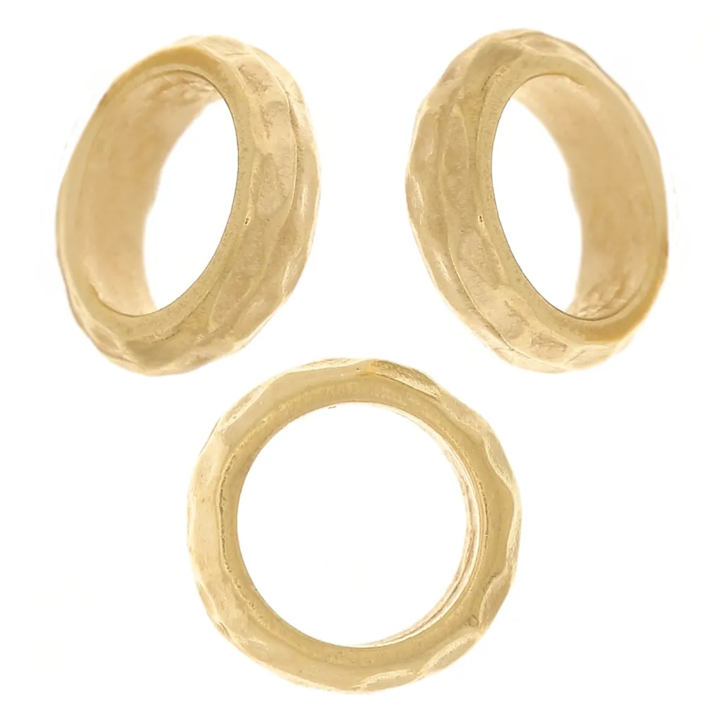 Perla rotonda martellata 7x2 mm - Placcato oro 3 micron x1