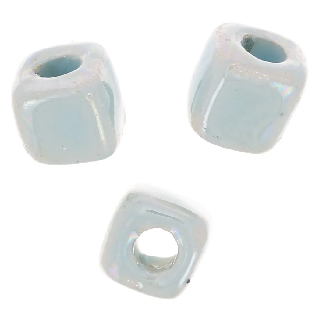 Perle cubo di ceramica 5 mm - Azzurro iridescente x5