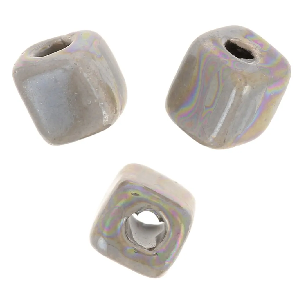 Perle cubo di ceramica 5 mm - Grigio iridescente x5