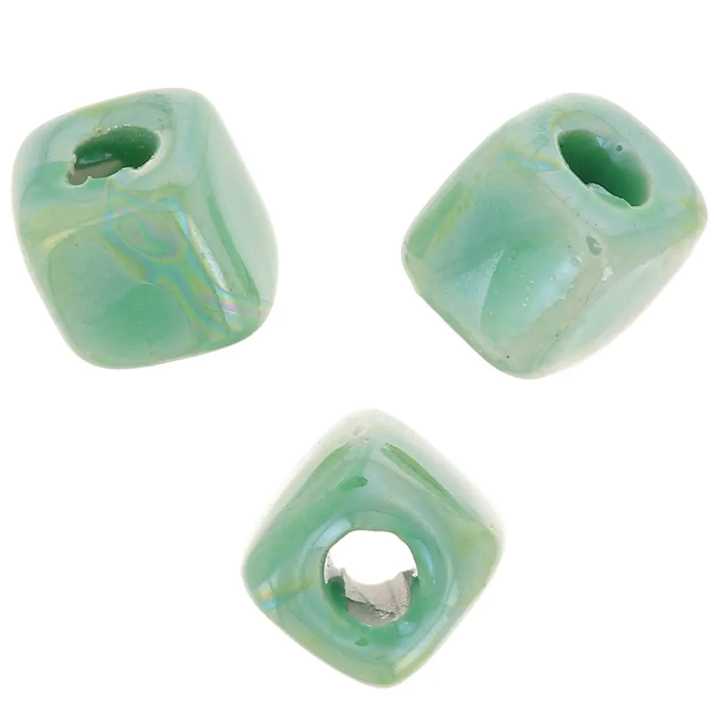 Perle cubo di ceramica 5 mm - Verde iridescente x5