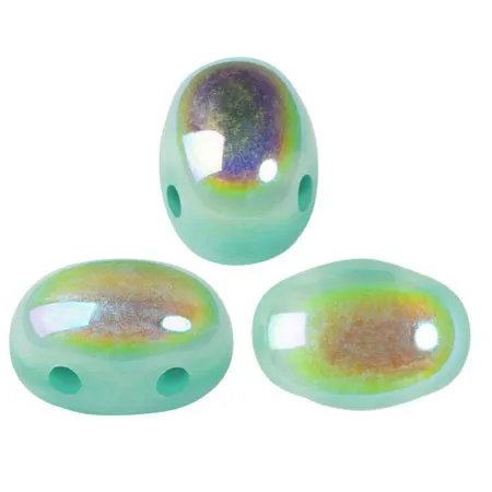 Perle in vetro Samos® di Puca® 7x5 mm Blue Green Opal AB x10g