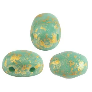 Perle in vetro Samos® di Puca® 7x5 mm Opaque Green Turquoise Gold Splash x10g