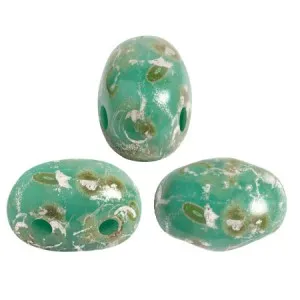 Perle in vetro Samos® di Puca® 7x5 mm Opaque Green Turquoise Rembrandt x10g
