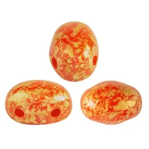 Perle in vetro Samos® di Puca® 7x5 mm Opaque Light Coral Gold Splash x10g