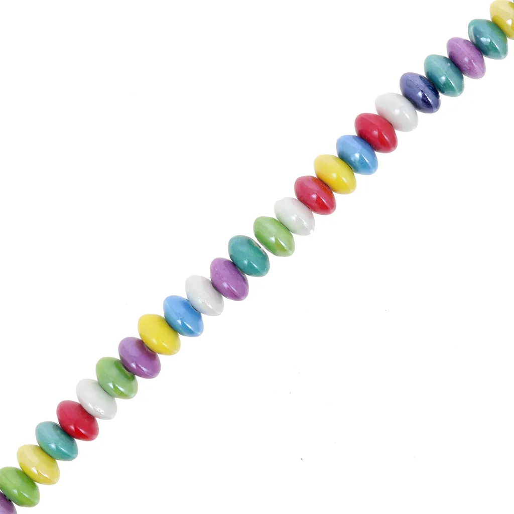Perle tonde in ceramica 12x7 mm - Multicolore iridescente x28cm