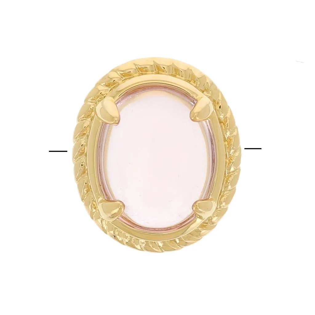 Perlina a goccia 6x4 mm con vetro colorato crimpato - Placcata oro 3 micron - Rosa x1