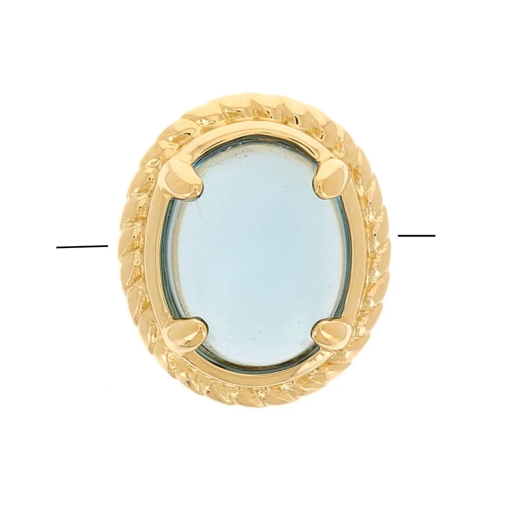 Perlina a goccia 6x4 mm con vetro colorato - placcata oro 3 micron - Blu x1