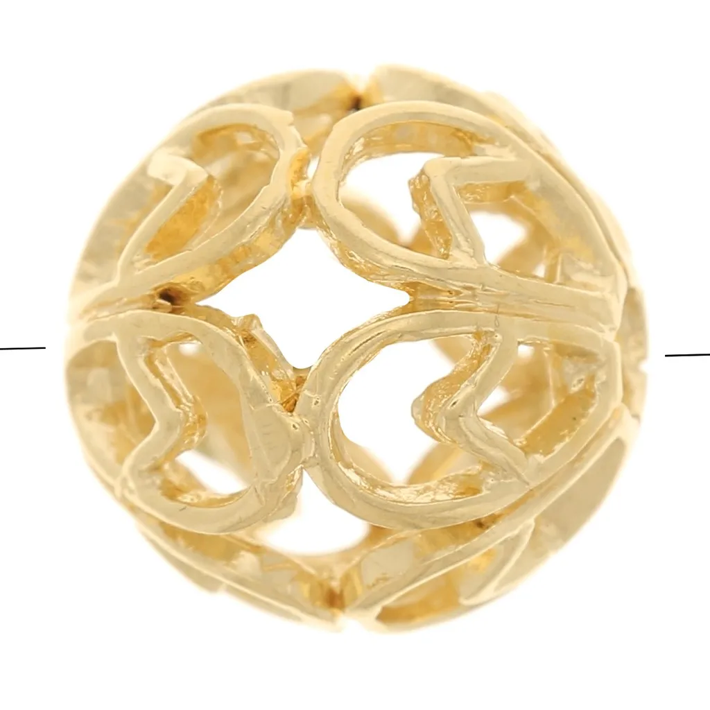 Perlina rotonda in filigrana 10 mm - placcata oro 3 micron x1