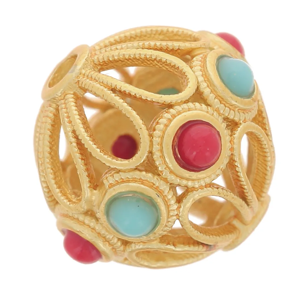 Perlina rotonda in filigrana da 10,5 mm imitazioni pietra Dorato con oro fino x1