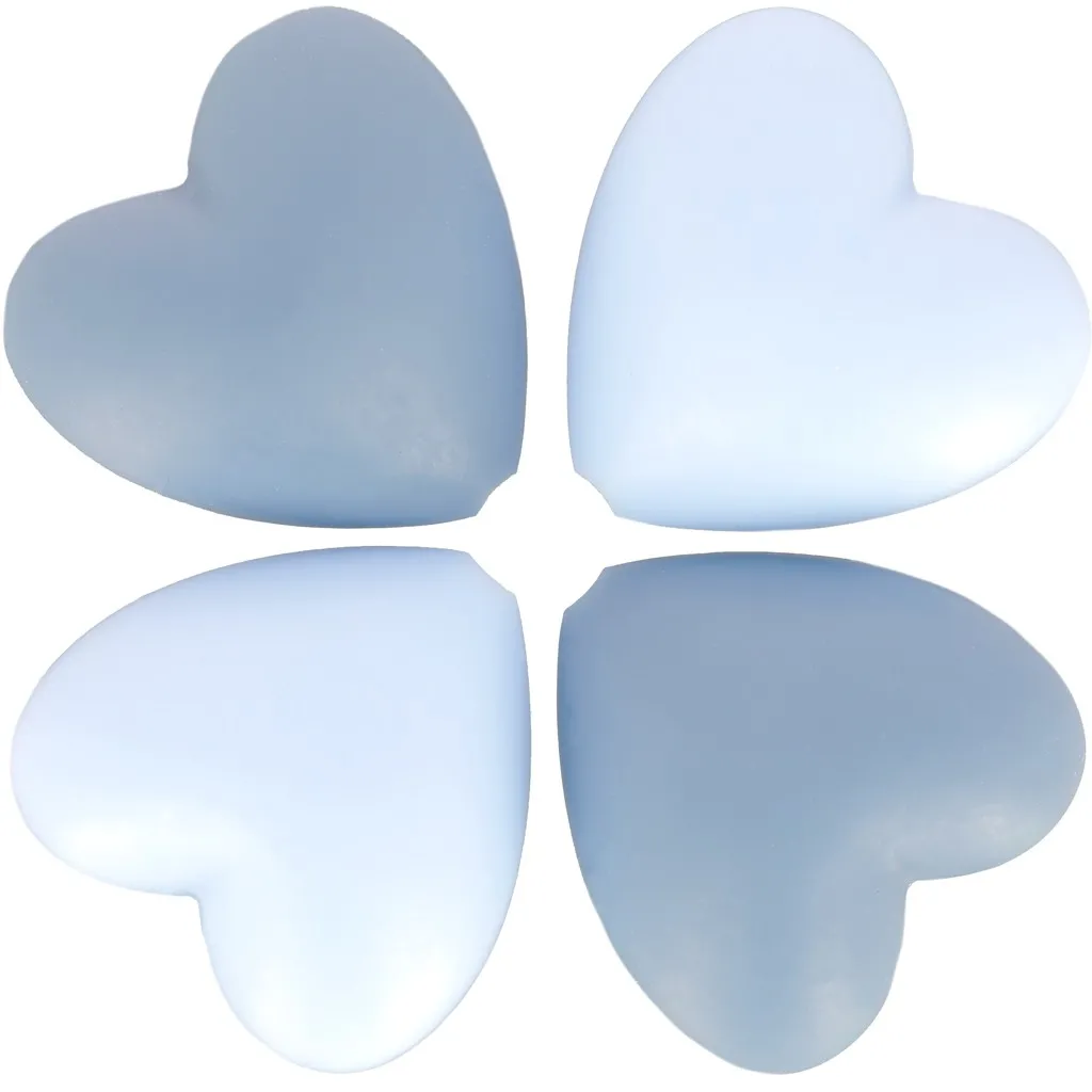 Perline a cuore in silicone 19x20 mm per l'attacco del ciuccio - Multi blu x4