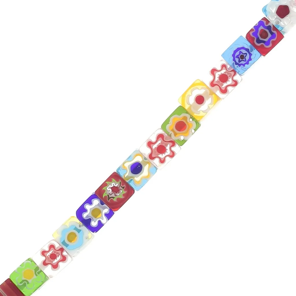 Perline di cubo di vetro Millefiori 6 mm Multicolore x30
