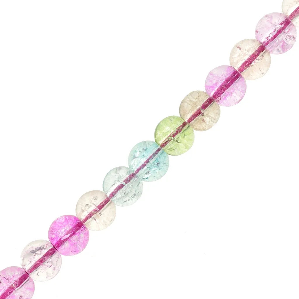 Perline di vetro rotonde 6,5 mm - Cracked Beads - Multicolore x38cm