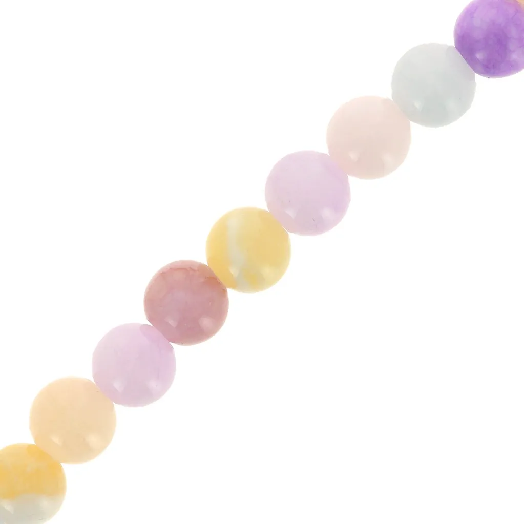 Perline di vetro rotonde 6,5 mm - Multicolore pastello x39cm