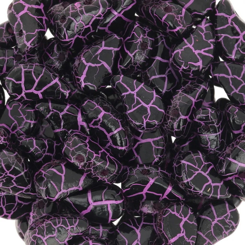 Perline in vetro 2 fori Paisley Duo 9x5.5 mm - Ionic Jet - Pink x10g