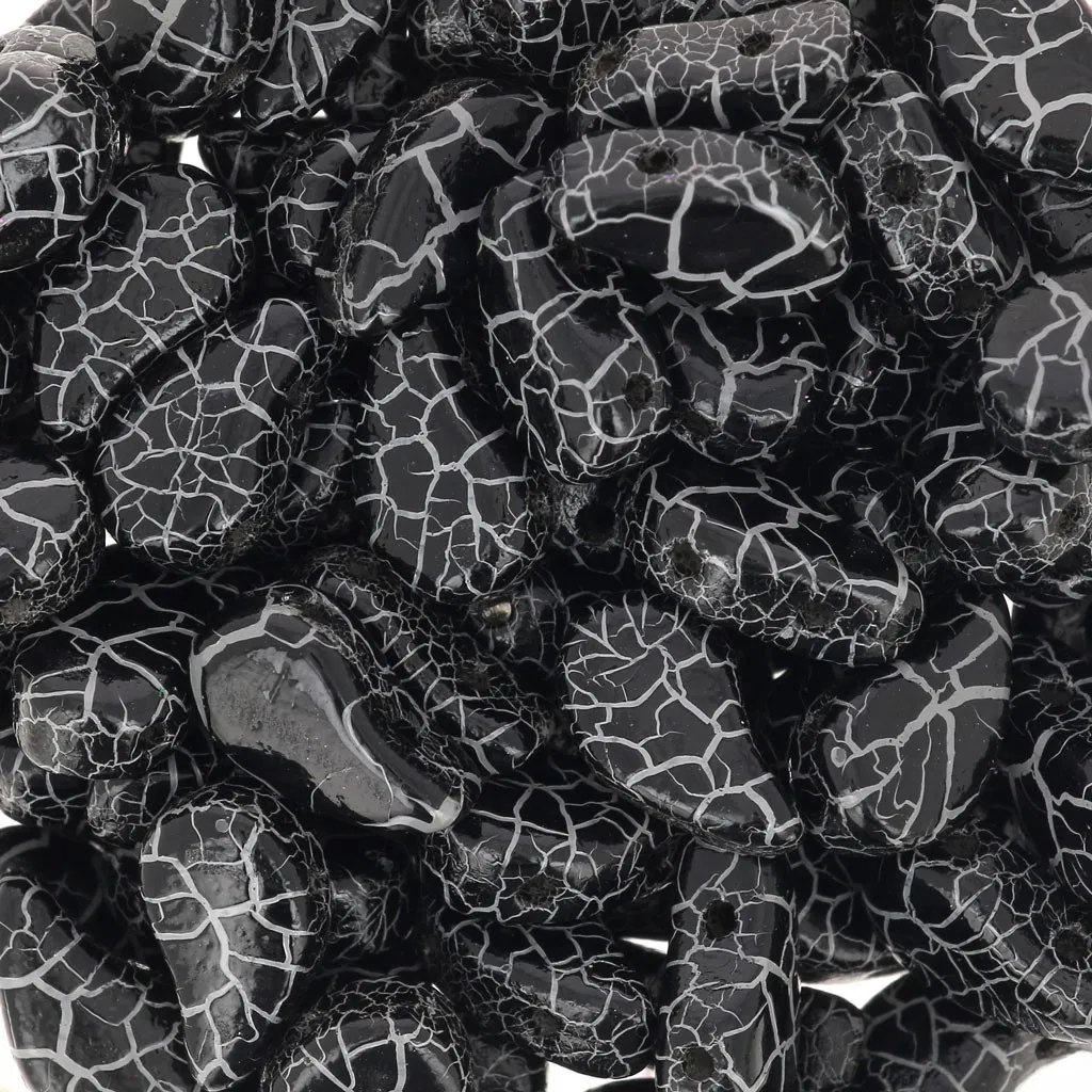 Perline in vetro 2 fori Paisley Duo 9x5.5 mm - Ionic Jet - White x10g