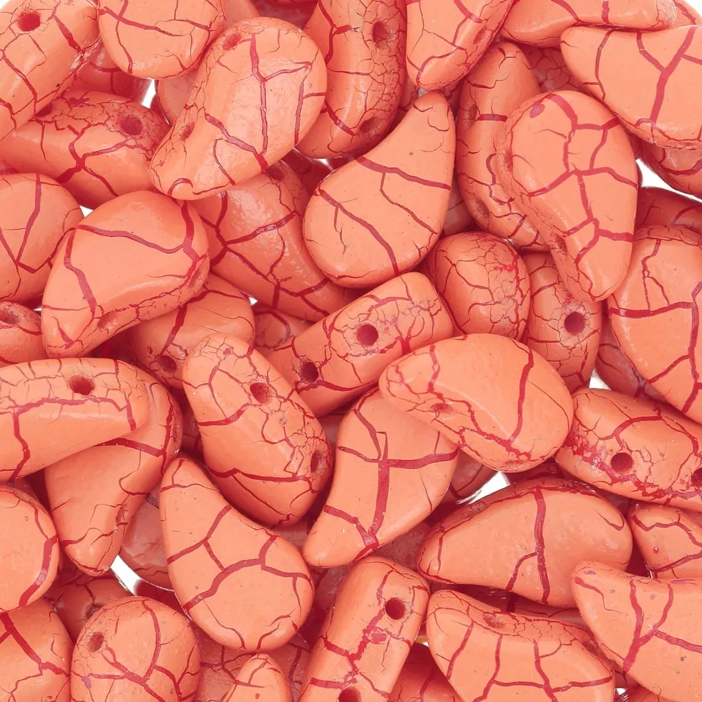 Perline in vetro 2 fori Paisley Duo 9x5.5 mm - Ionic Orange - Dark Red x10g