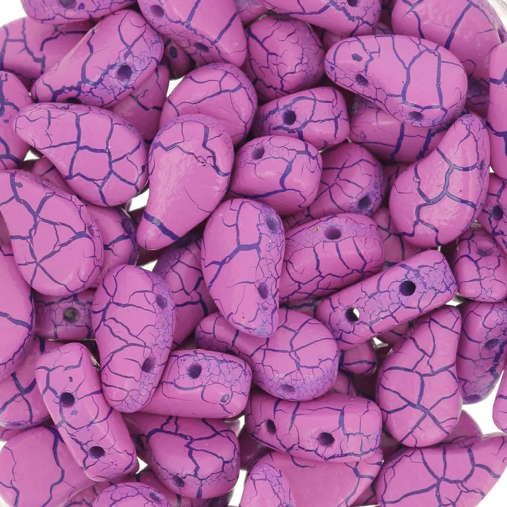 Perline in vetro 2 fori Paisley Duo 9x5.5 mm - Ionic Pink - Blue x10g