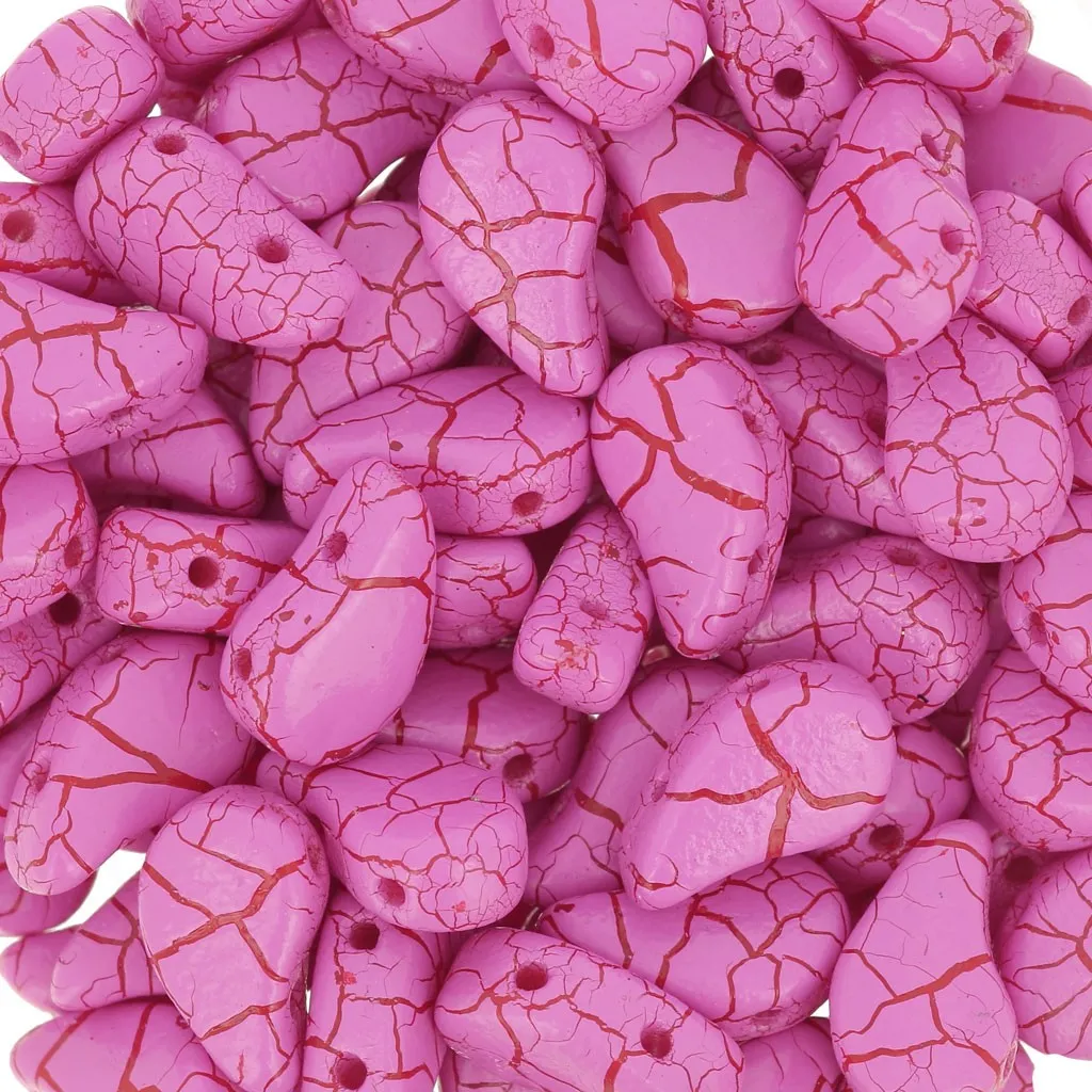 Perline in vetro 2 fori Paisley Duo 9x5.5 mm - Ionic Pink - Red x10g