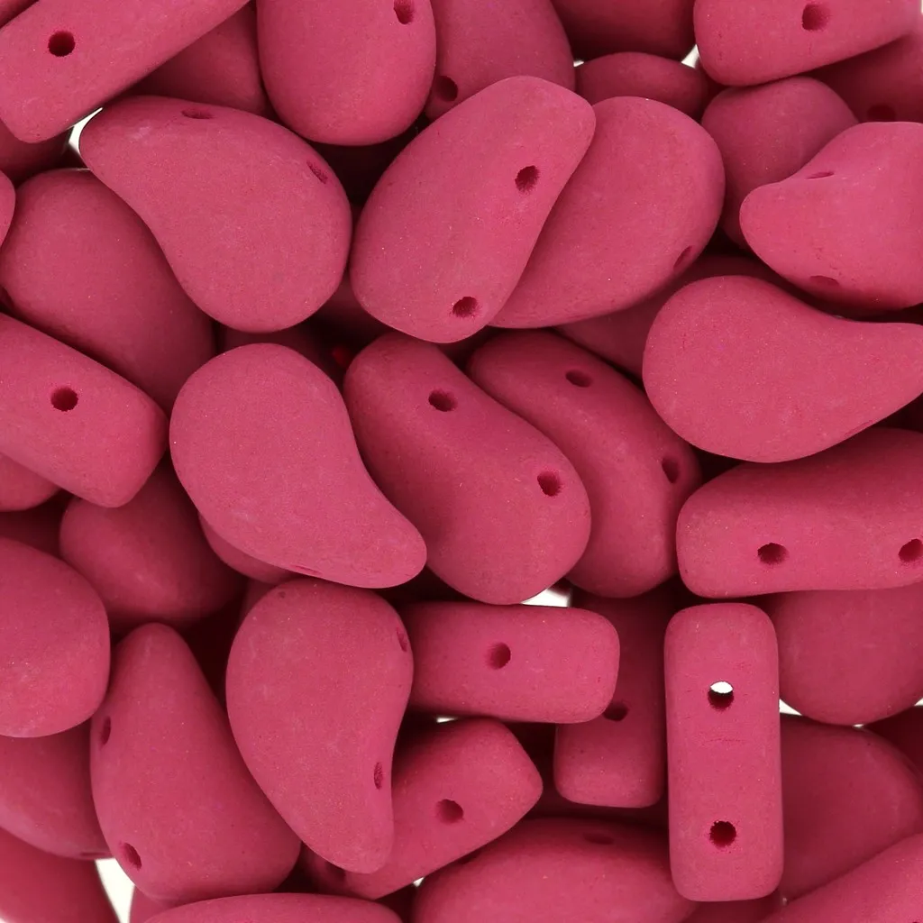 Perline in vetro 2 fori Paisley Duo 9x5.5 mm Velvet Purple Wine Mat x10g