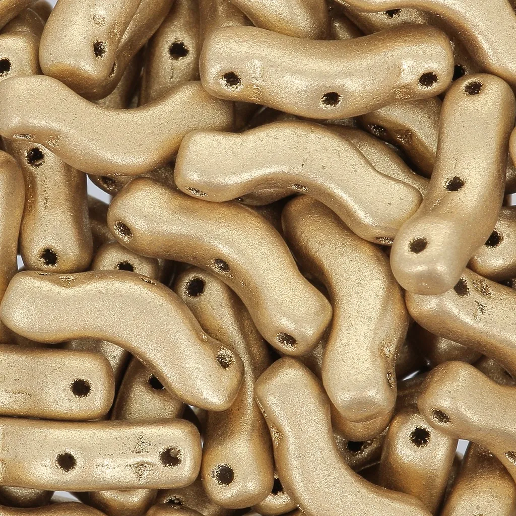 Perline in vetro Bridge 3 fori 3x12 mm - Gold Mat x10g