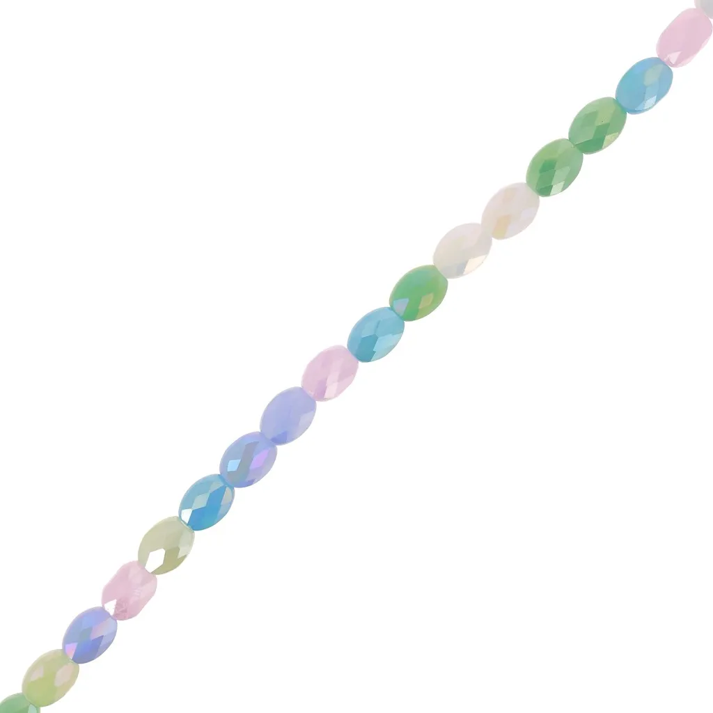 Perline ovali di vetro sfaccettato 8x6 mm - Mix Blu - Verde x58cm