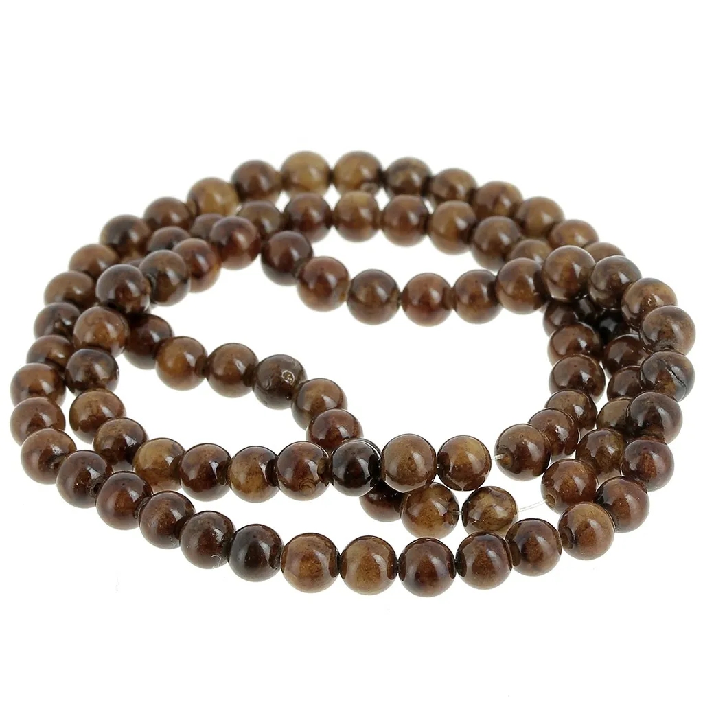 Perline rotonde 4,5 mm - imitazione gemma di giada - Marrone scuro x39cm