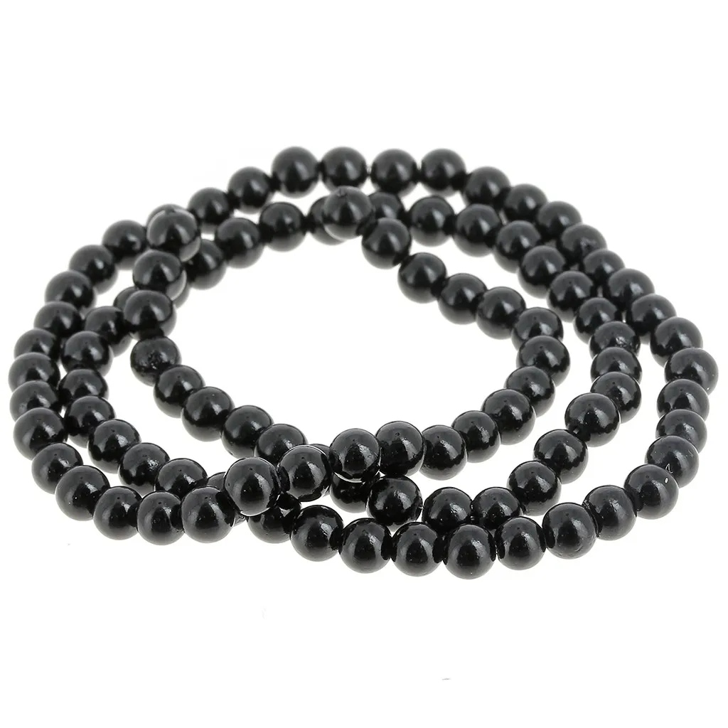 Perline rotonde 4,5 mm - imitazione gemma di giada - Nero x39cm