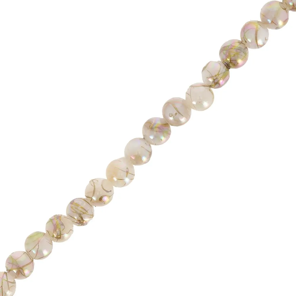 Perline rotonde 4 mm effetto AB in madreperla - Oro x37cm