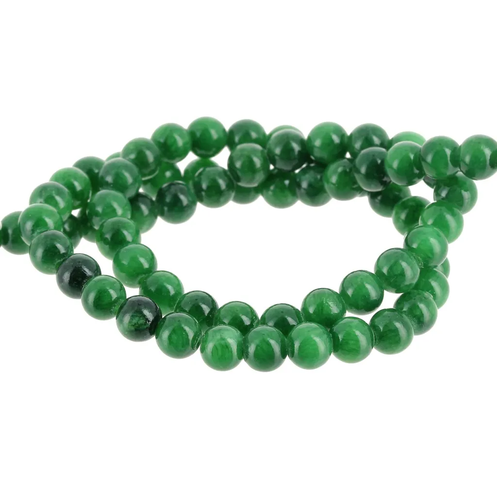 Perline rotonde 6,5 mm imitazione gemma color giada - verde scuro x39cm