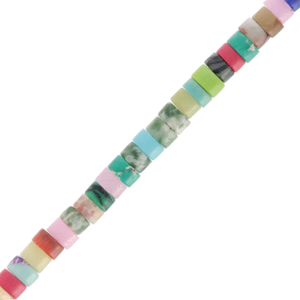 Perline tubolari stile Heishi 4,5x2,5 mm - mix di pietre preziose - Multicolore x37cm