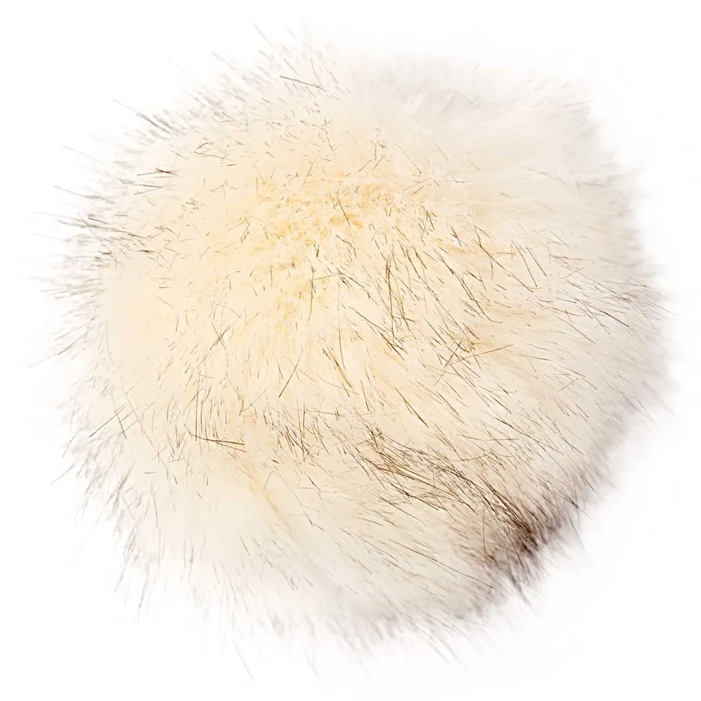 Pompon di pelliccia sintetica 10 cm - Crema - Nero x1