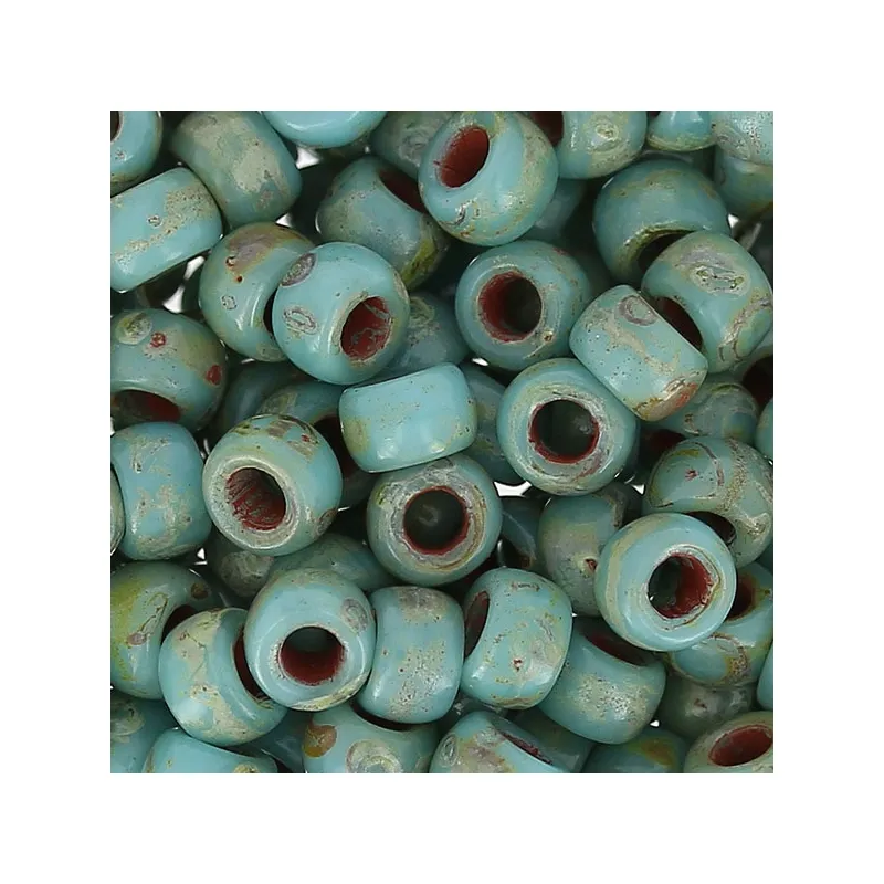 Rocailles Matubo 7/0 - 3.5 mm Green Turquoise Silver Picasso x10g
