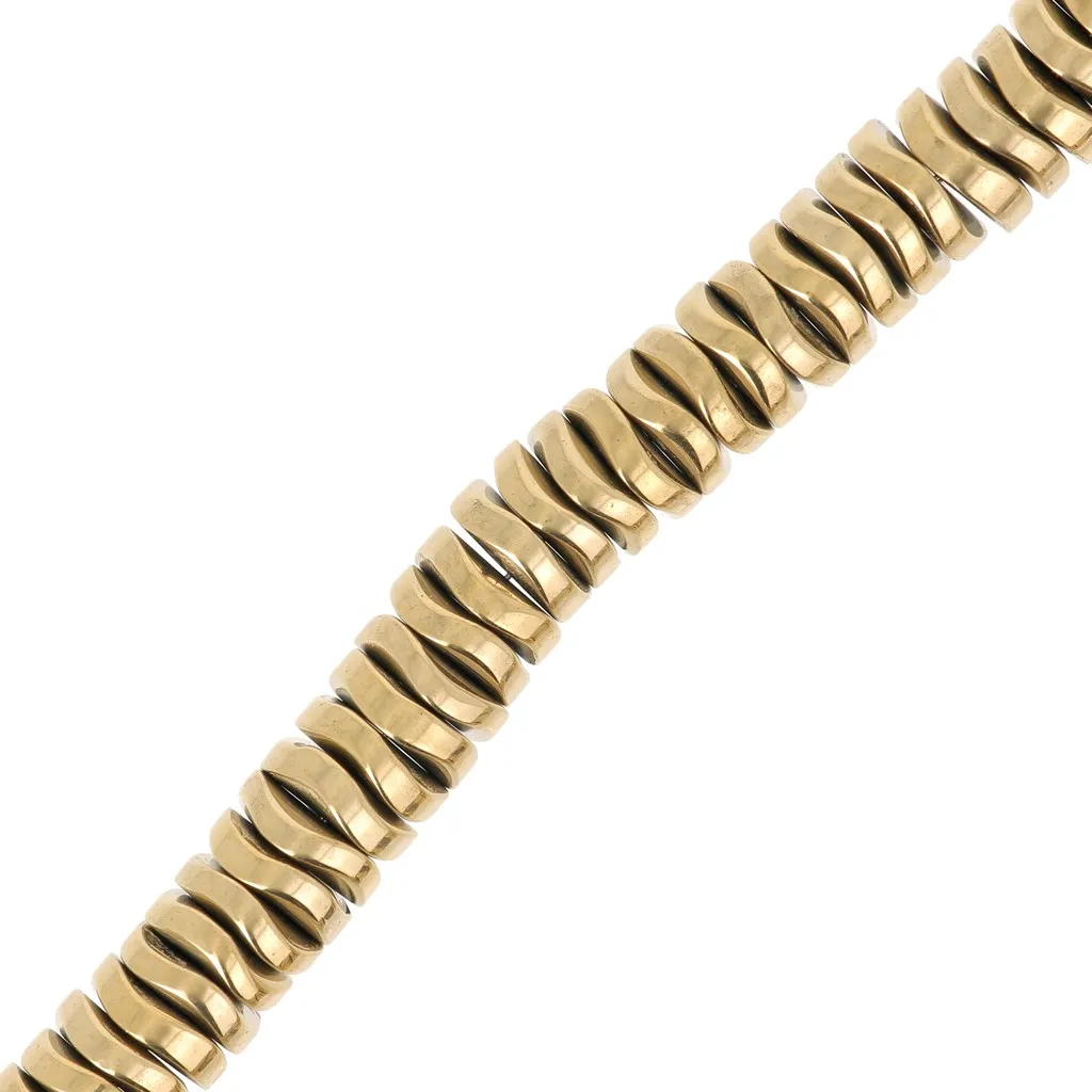 Rondelle ondulate Heishi - wavy - imitazione Ematite 6x1,7 mm Golden x39cm