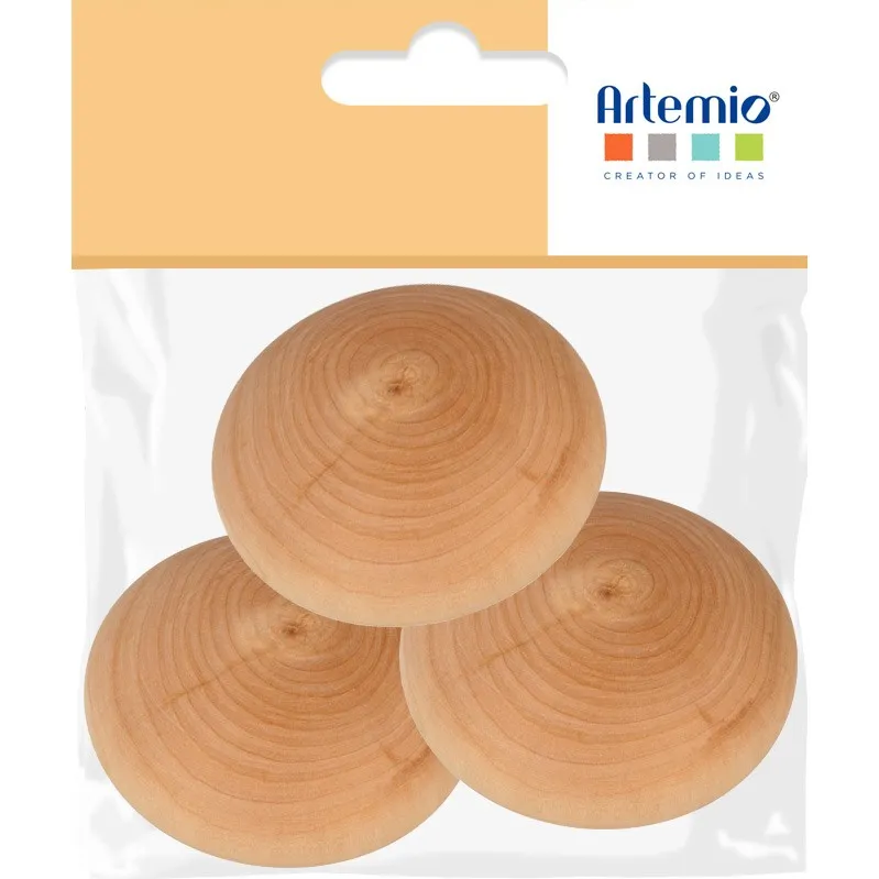 Set di 3 ciottoli di legno 7x3 cm - Naturale