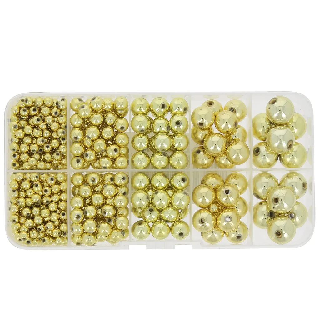 Set di 542 perline tonde in acrilico metallizzato CCB (da 4 a 12 mm) - Dorato x1