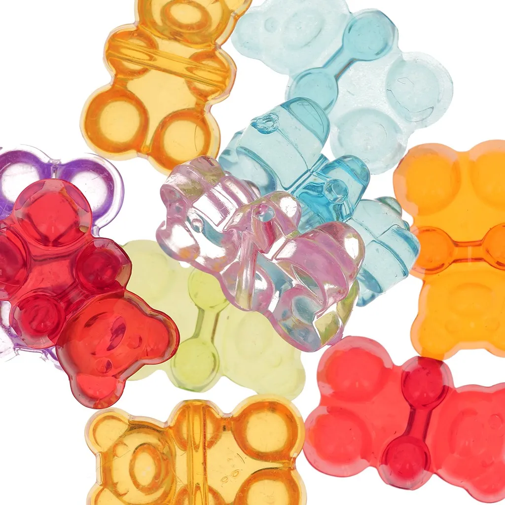 Set di perline orsacchiotto 19x12 mm - Foro orizzontale - Multicolore x10