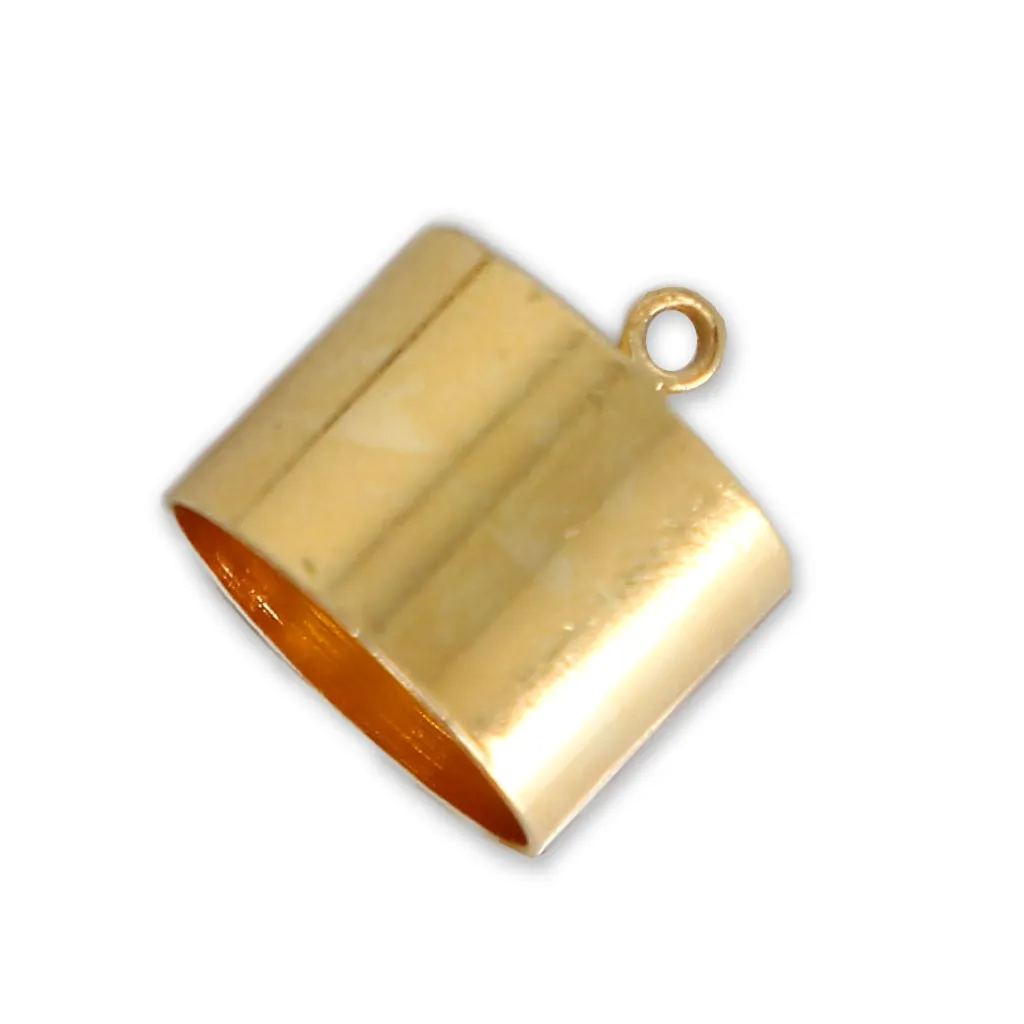 Terminali cilindrici per cordoncini da 10 mm - Dorato con oro fino x4