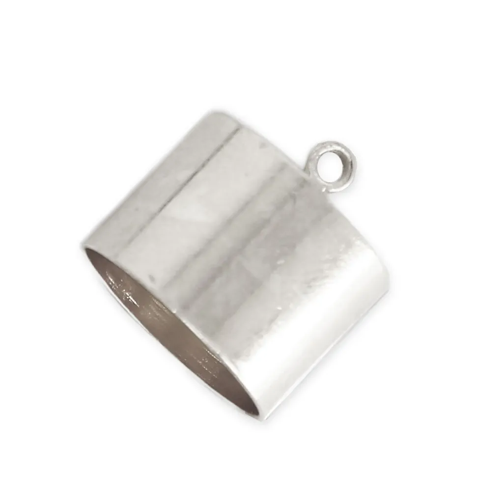 Terminali cilindrici per cordoncini da 10 mm Placcatura argento fino x4