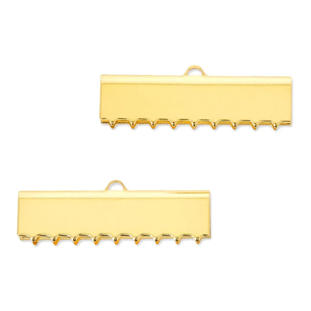 Terminali dentellati 30 mm per la creazione di elementi di bigiotteria/Dorato con oro fino x2